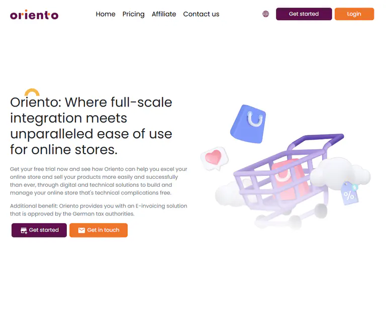 Oriento web development project screenshot